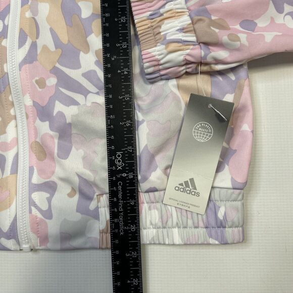 Adidas Pastel Pink Floral Camo Allover Print Full Zip Light Jacket - Size L (14) - Picture 7 of 12
